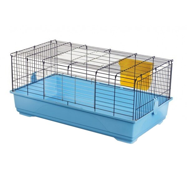 Cusca + hranitor pentru rozatoare, Cavia 100 Easy, Bleu/Gri, 100x54.5x45cm